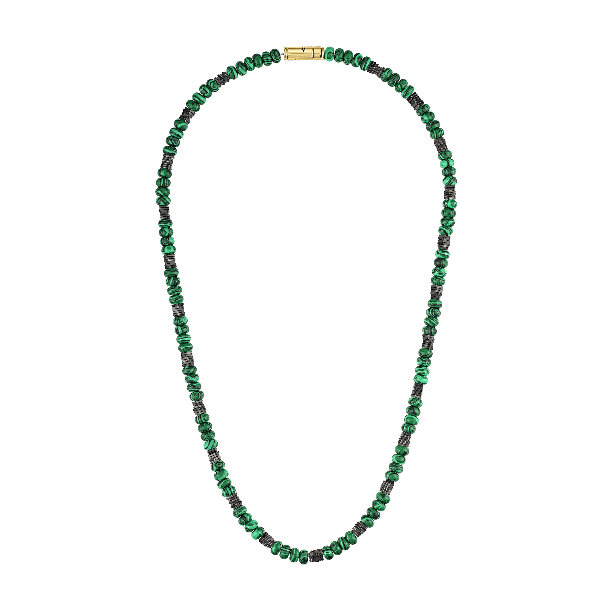 Classic Malachite and Hematite beaded necklace from the Bulova